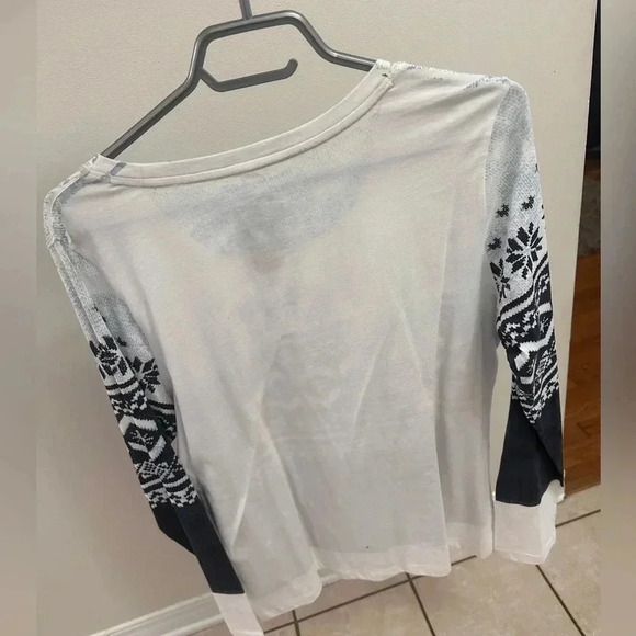 BNWT Tommy Hilfiger Womens Fair Isle Long Sleeve T-Shirt  Navy - Picture 6 of 8